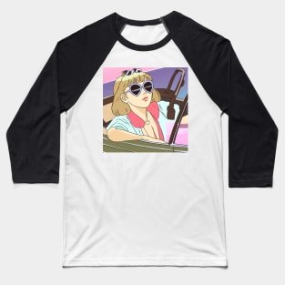 girl in convertible car with blue sunglasses Baseball T-Shirt